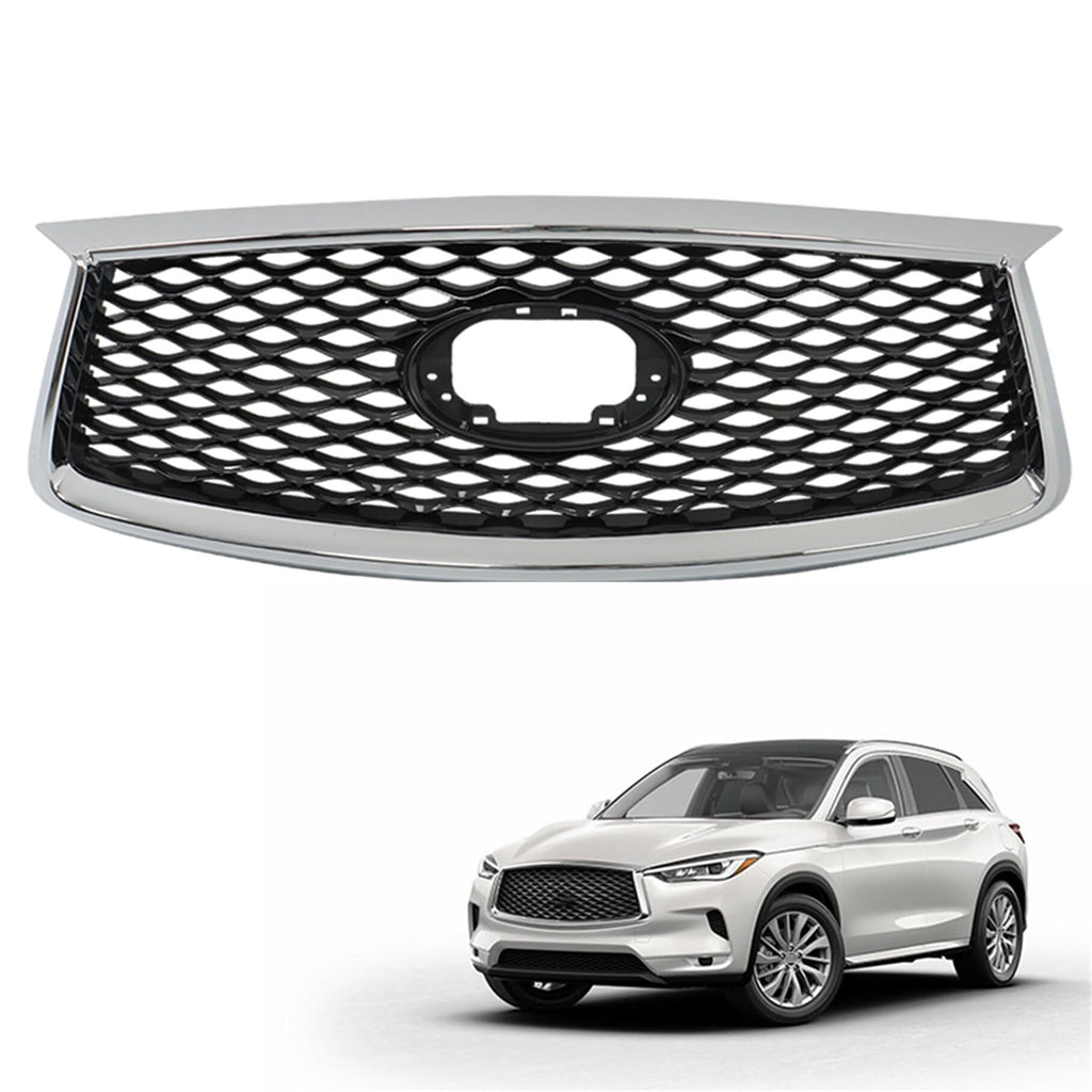 TJHSM Front Upper Grille Black Chrome Replacement for QX50