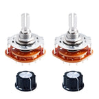 FOCMKEAS 2pcs RS25 2P5T Rotary Band Switch, 2 Pole 5 Position, 1 Deck