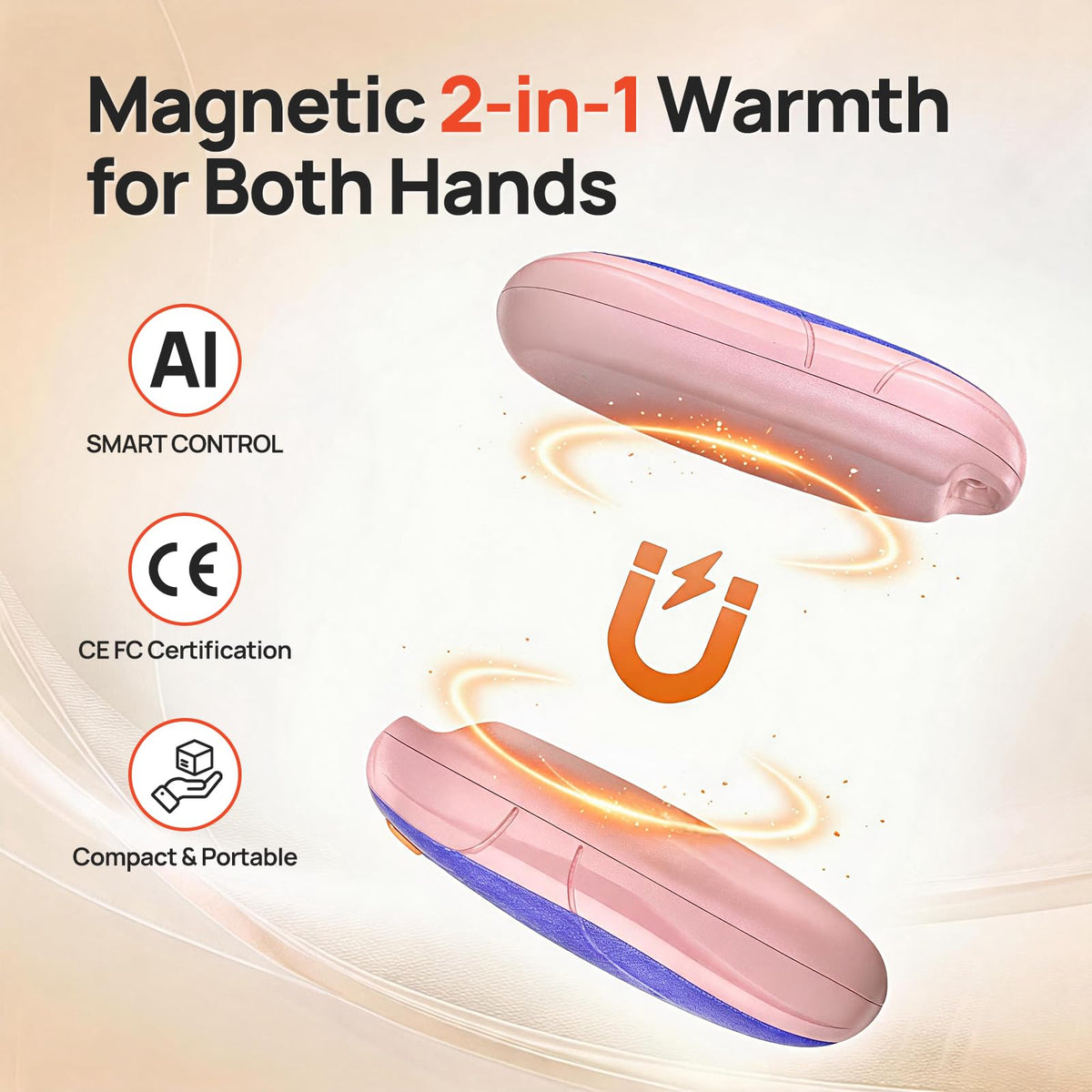 14000mAh Rechargeable Hand Warmers 2-Pack with Charge Case