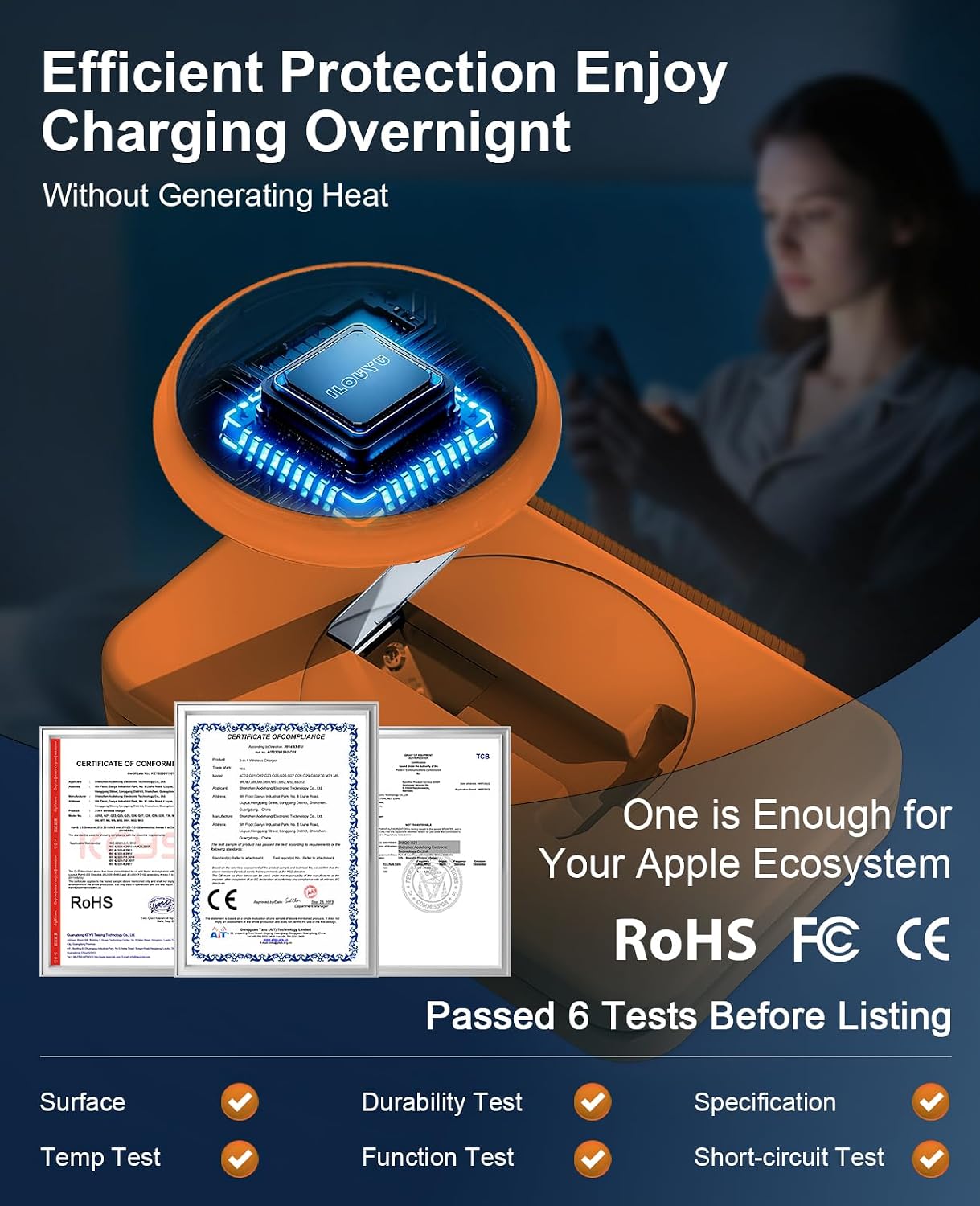 3 in 1 Magnetic Wireless Charger for Apple Multiple Devices, Foldable Fast Charging Station - Magsafe Charger Stand