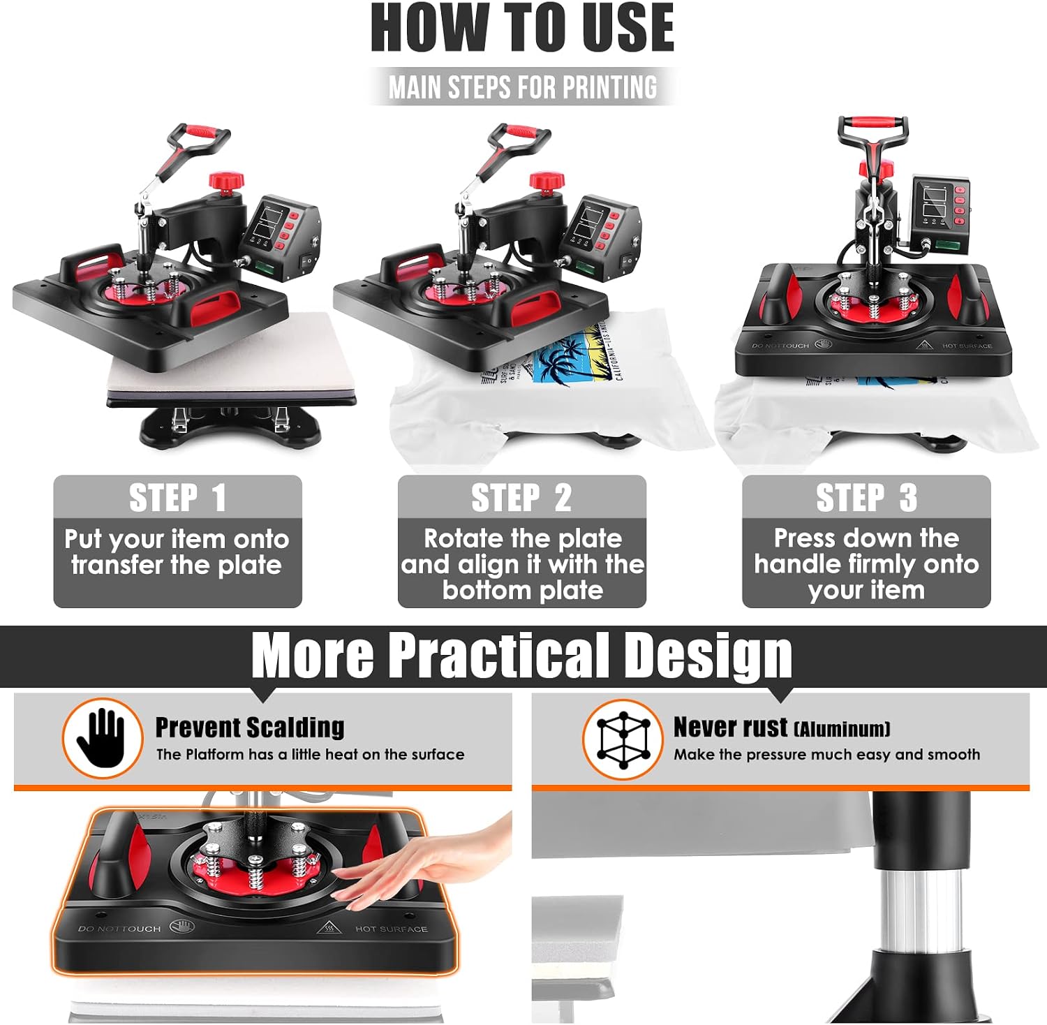 Upgraded 8 in 1 Heat Press Machine 12x15 Inch Heat Transfer Machine w/Tumbler Press 360-Degree Swing Away