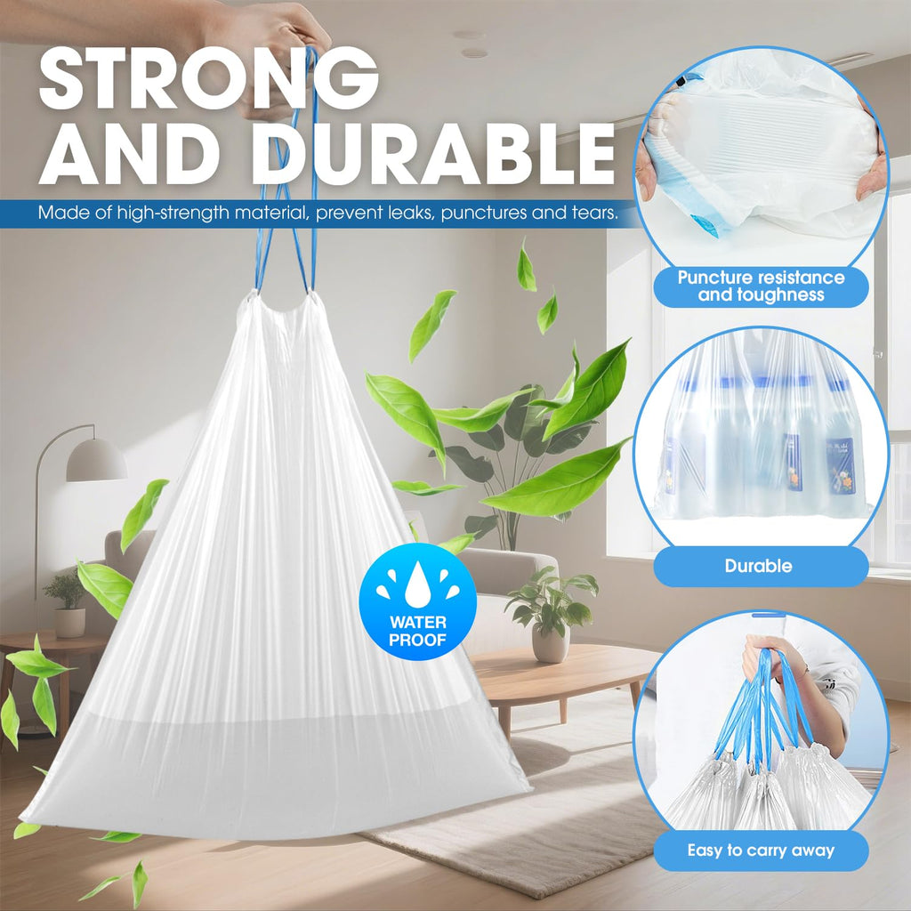 Small Trash Bags Drawstring 2-4 Gallon, 500 Count