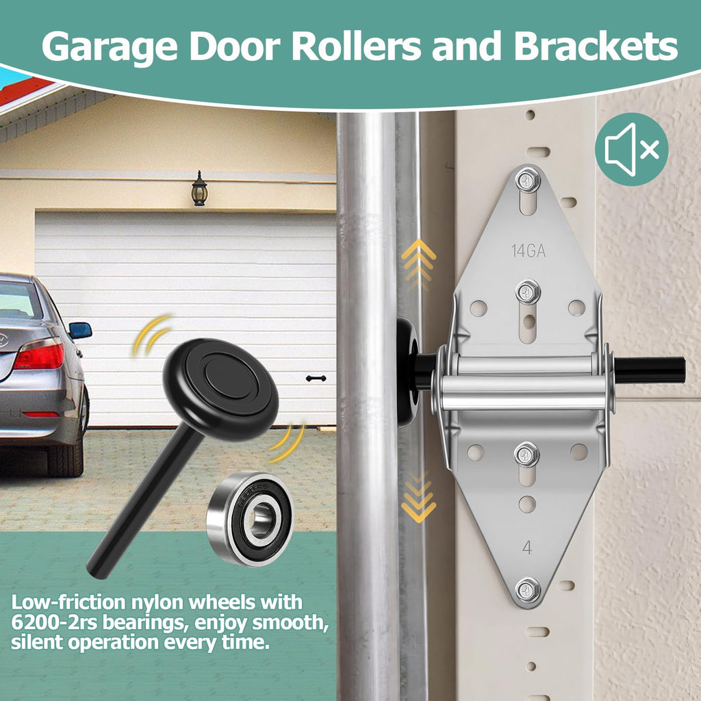 EXERAUO Garage Door Hinges and Rollers for 8 Ft High Doors Hardware Kit