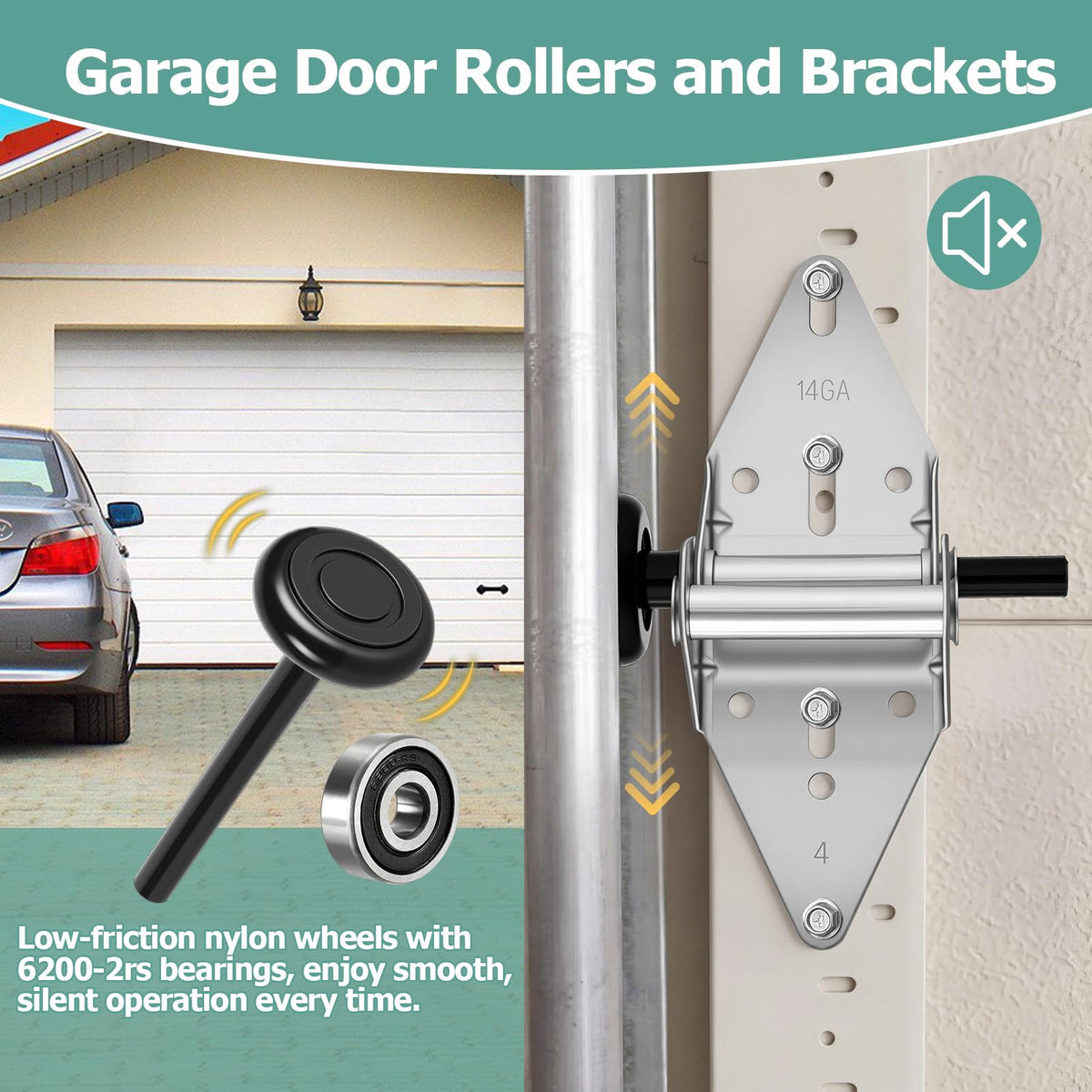 EXERAUO Garage Door Hinges and Rollers for 8 Ft High Doors Hardware Kit