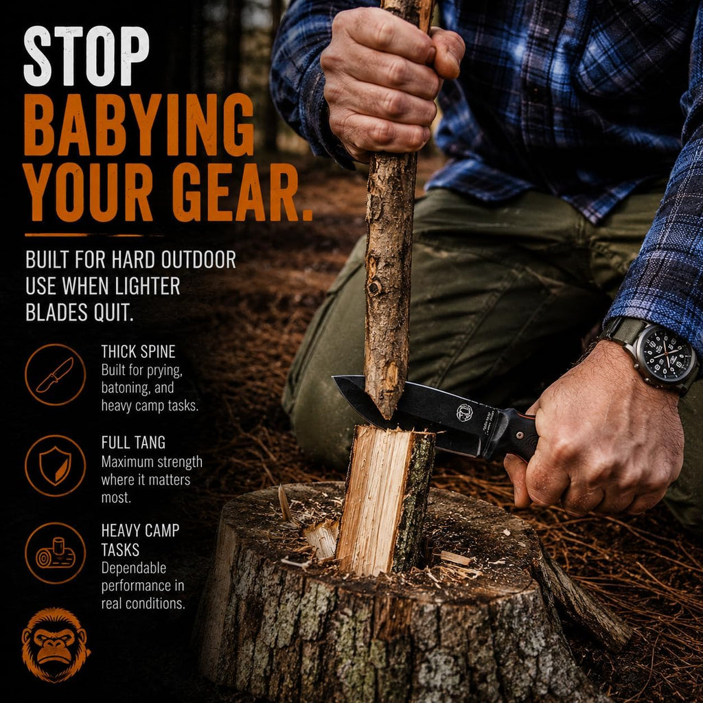 Bloodline Fixed Blade Survival Knife – Full Tang 1095 High Carbon Steel Bushcraft & Hunting Knife with G10 Handle