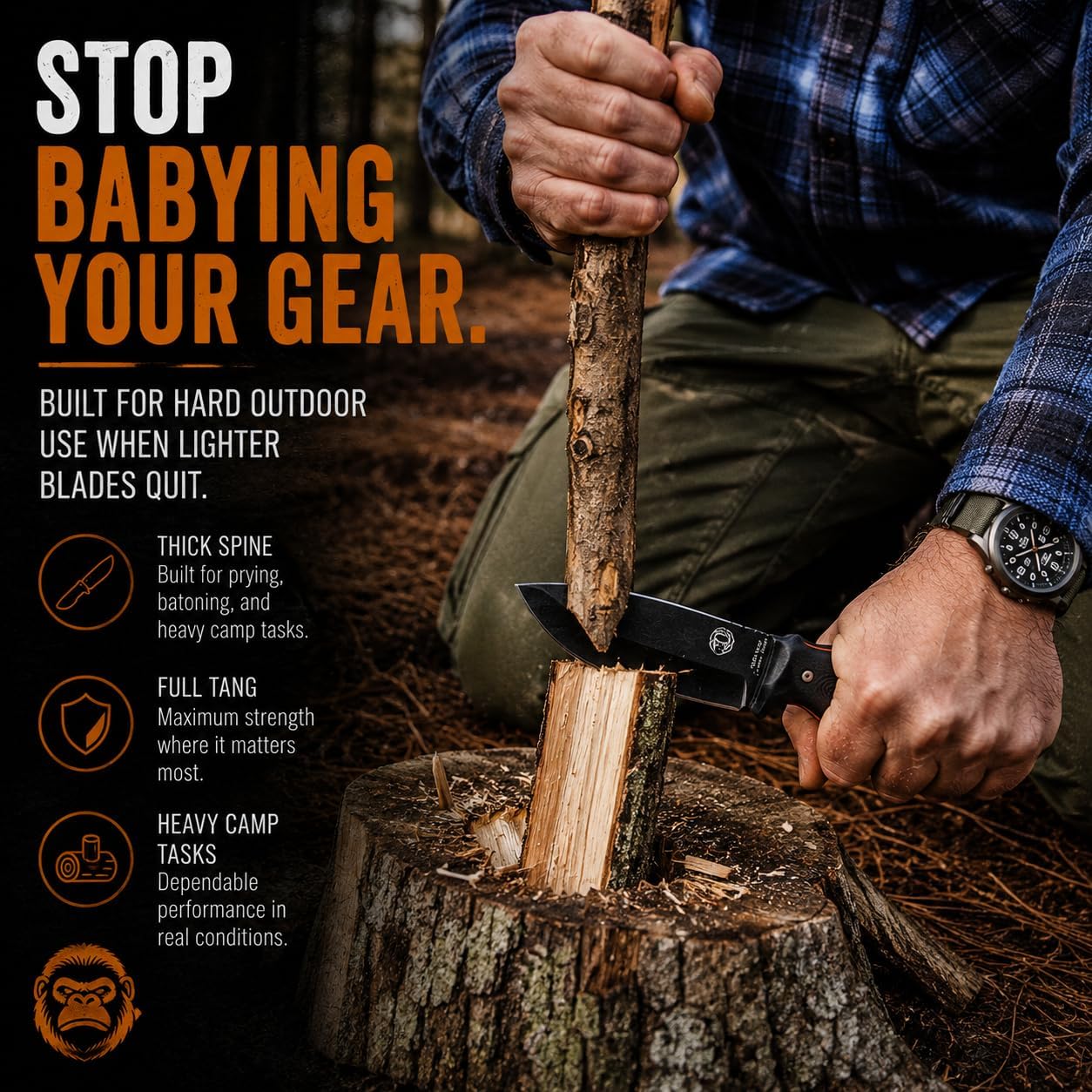 Bloodline Fixed Blade Survival Knife – Full Tang 1095 High Carbon Steel Bushcraft & Hunting Knife with G10 Handle