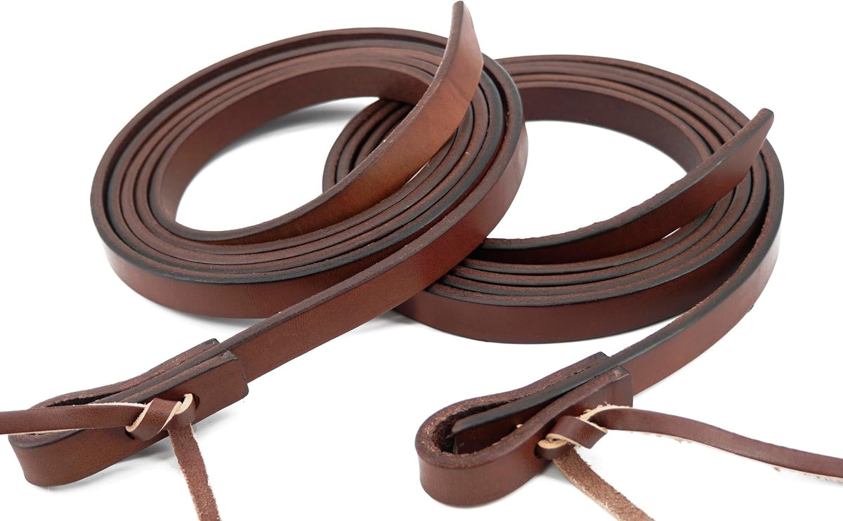Leather Split Reins, Heavy Oil Weighted,Broken in,Supple Ranch Reins for Western Horse ProTack, 5/8" x 8'