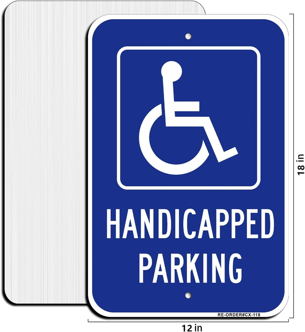 Handicap Parking Sign 2 Pack, Reserved Parking Sign, with Picture of Wheelchair Sign, 12" x 18" Engineer Grade