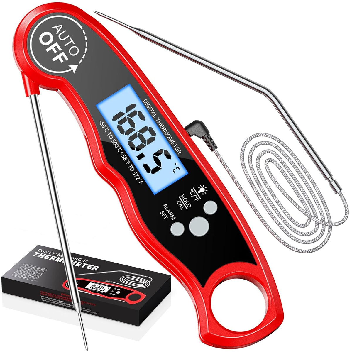 Meat Thermometer Digital, Instant Read Thermometer with Dual Probe