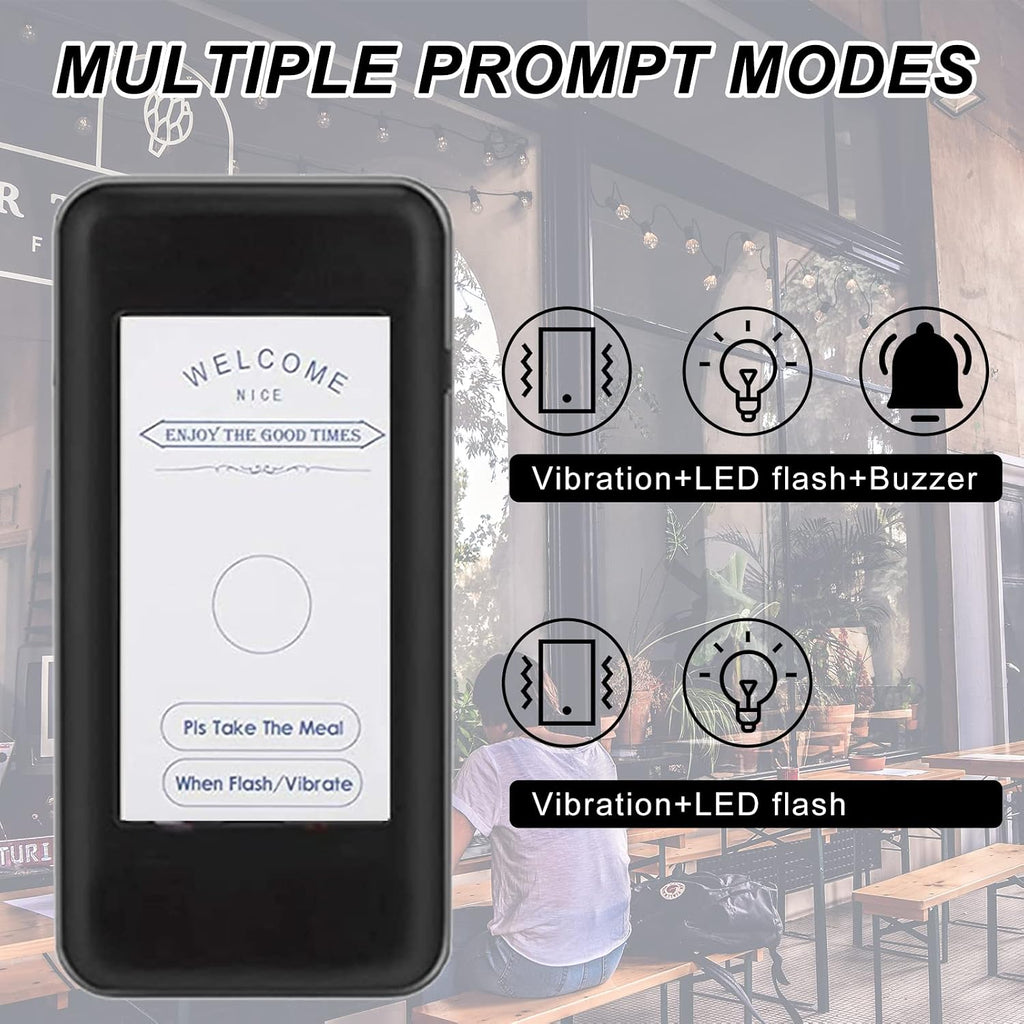 16 Wireless Buzzers Pager System Set with Vibration and Flashing Black