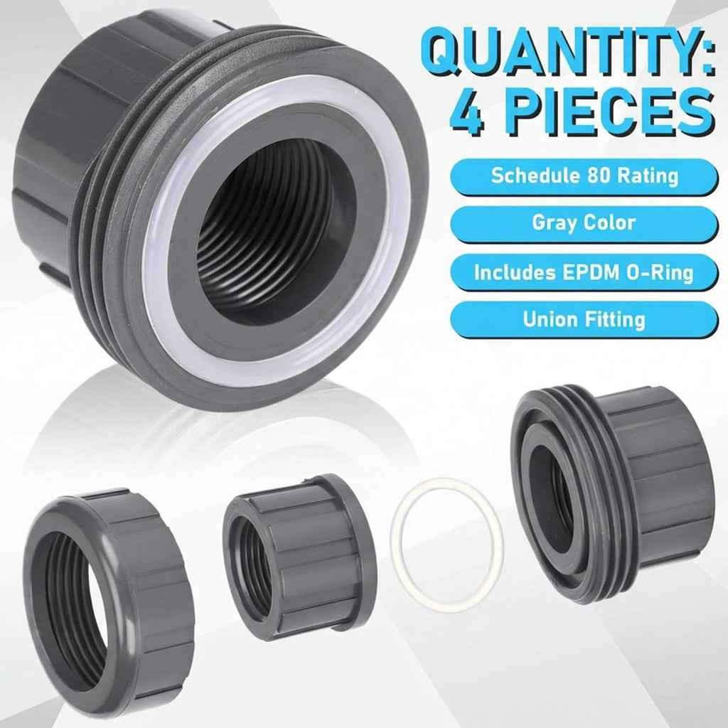 Pangda 4 Pack 1 Inch PVC Union Pipe Compatible with 898 Series