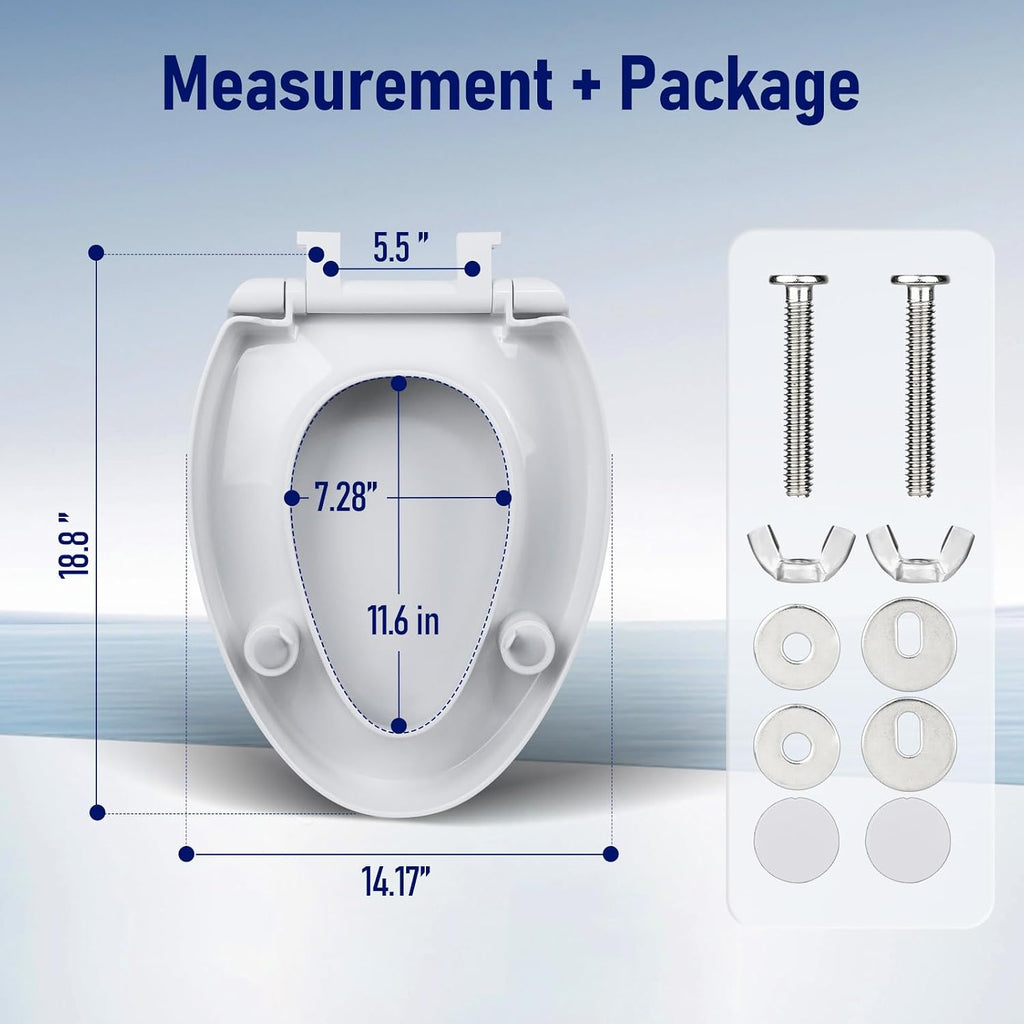 Raised Toilet Seat 3 Inch for Standard Elongated Toilets 18–19 Inch Bowl Length, Not Compatible with Round or