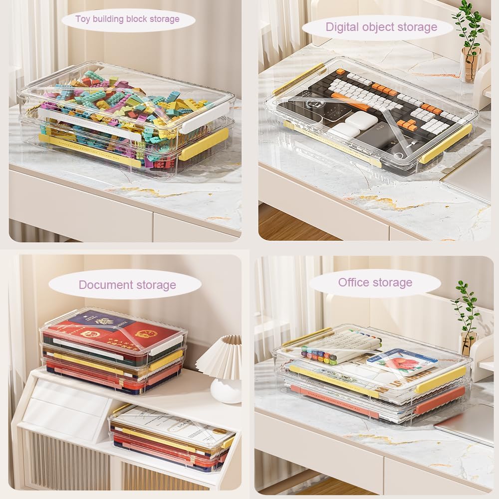 Clear Storage Box with Latch, 2 Pack, Stackable