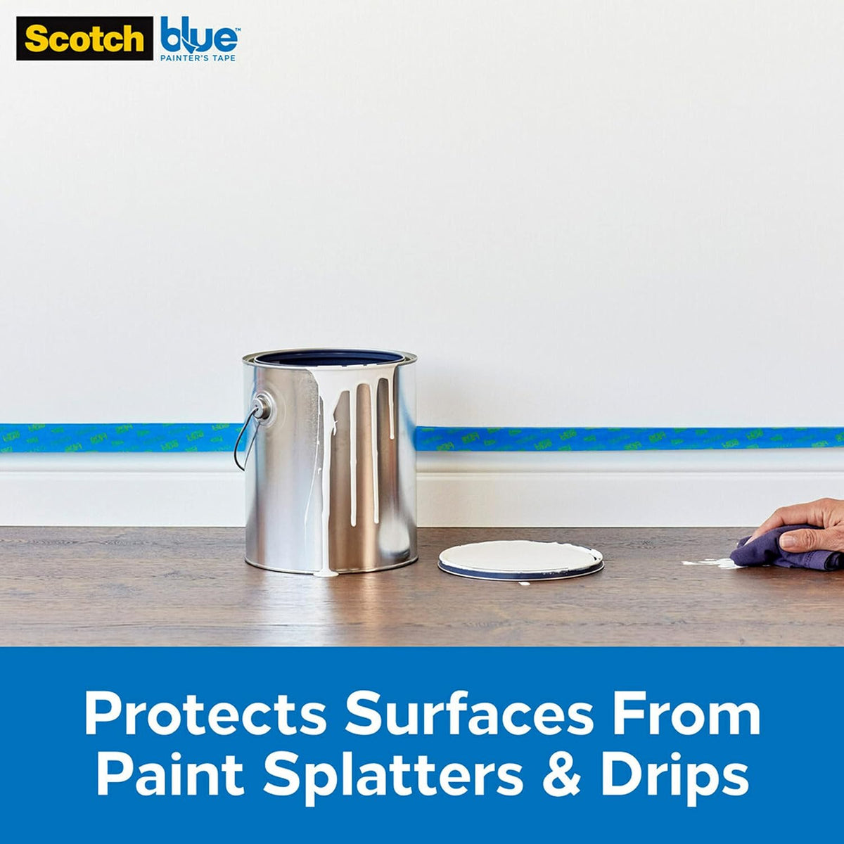 Pre Plastic Painters Tape, 24 in x 30yd, Tape & Masking Film Combined in One Product, Static Cling to Stay in One