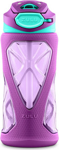 Torque 16oz Plastic Kids Water Bottle with Silicone Sleeve, Purple | Leakproof kids water bottle with silicone sleeve