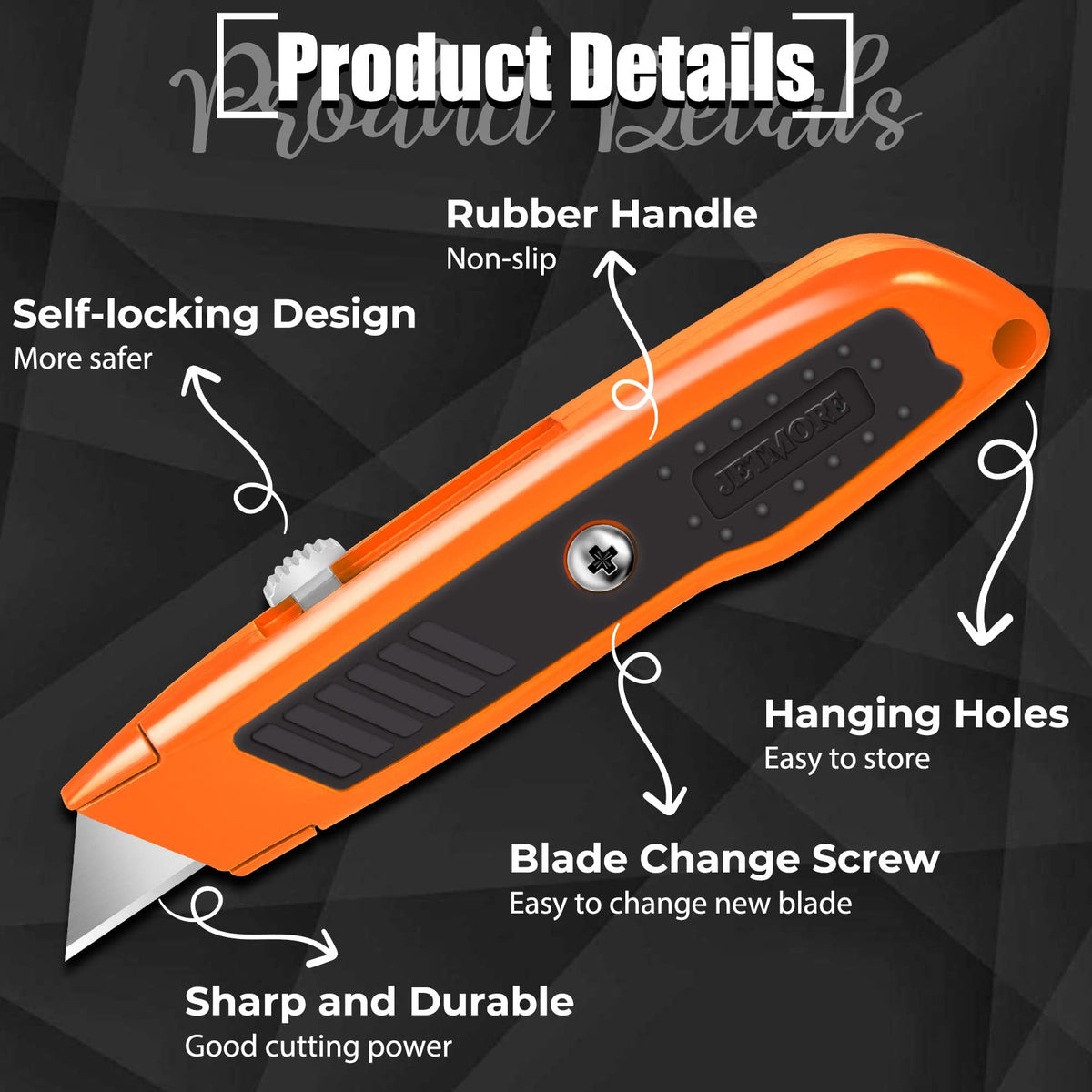 Box Cutter, 2 Pack Utility Knife, Orange Box Cutter Retractable