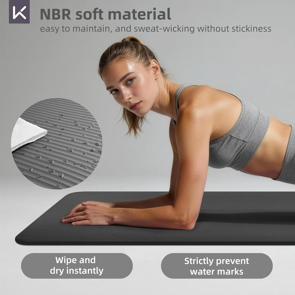 Extra Thick NBR Yoga Mat for Women & Men, 15mm Thick, 72”x32” Large Exercise Mat with Non-Slip Workout Mat for Yoga