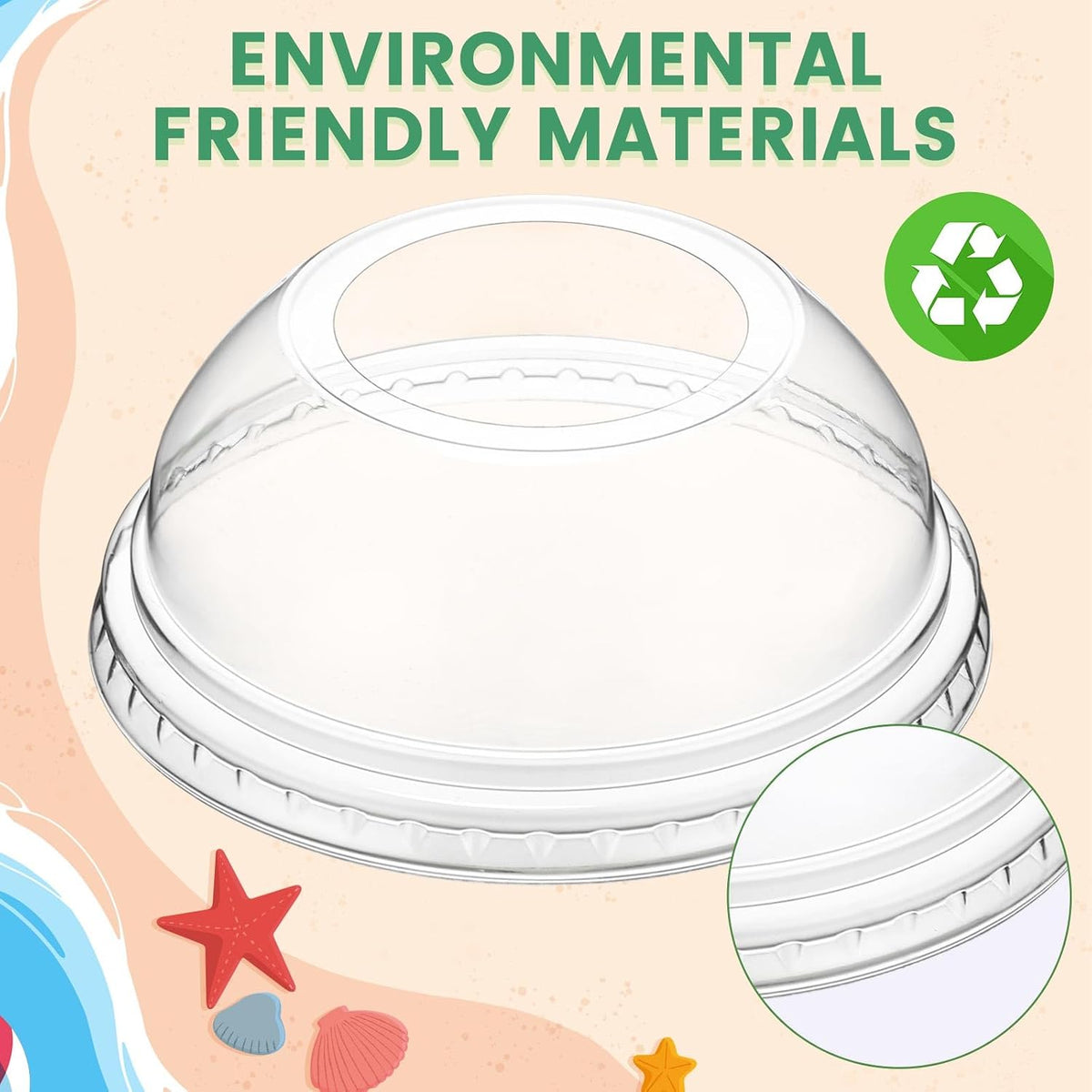 50 Sets 16oz Plastic Cups with Wide Dome Lids