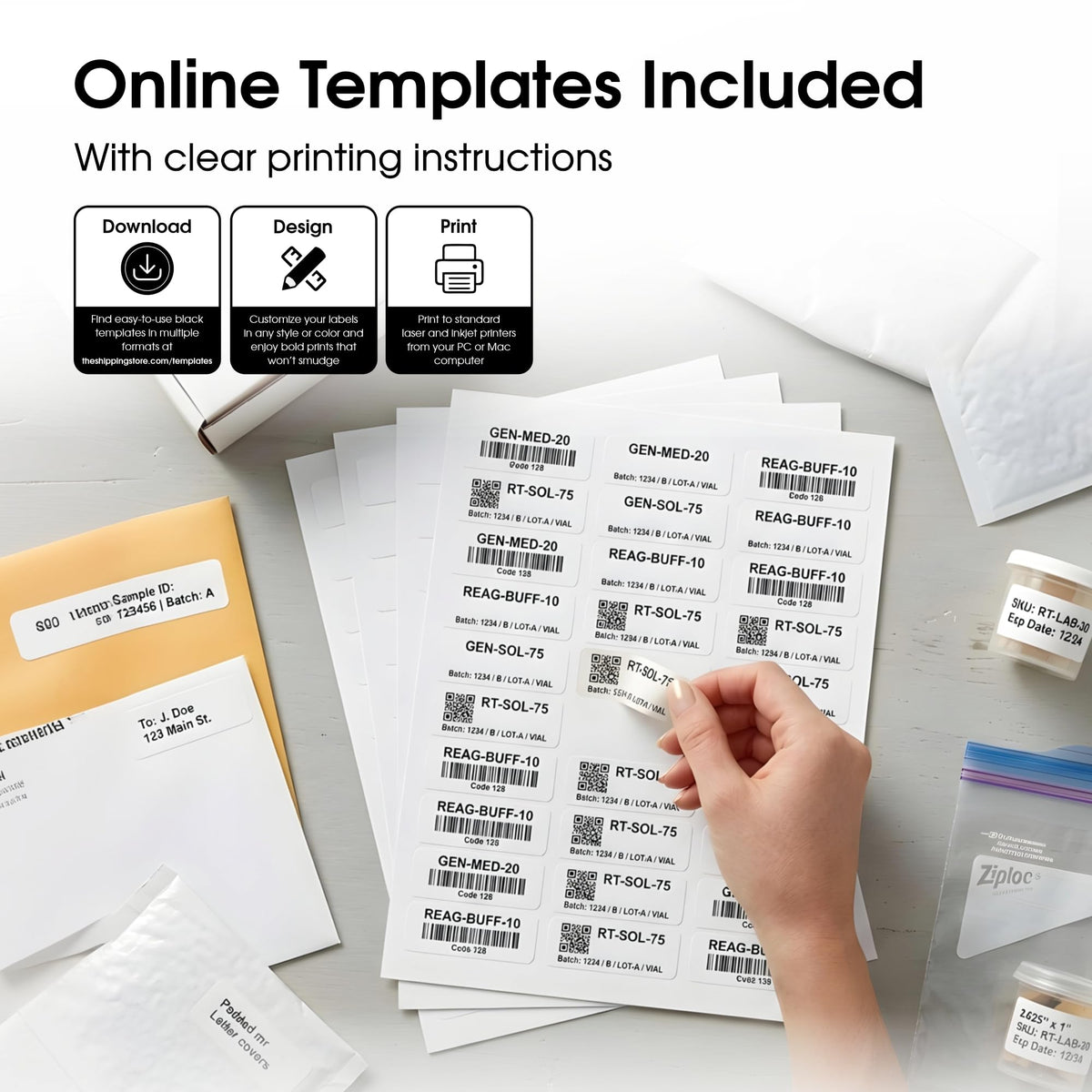 1" X 2 5/8" Matte White Printable Address Labels