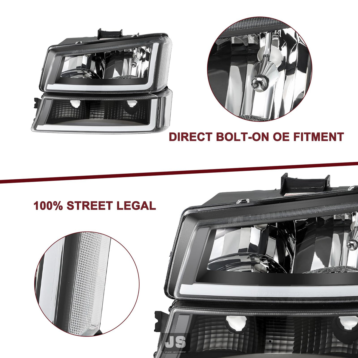 4pcs LED DRL for 2003-2006 Chevy Silverado Headlight Assembly