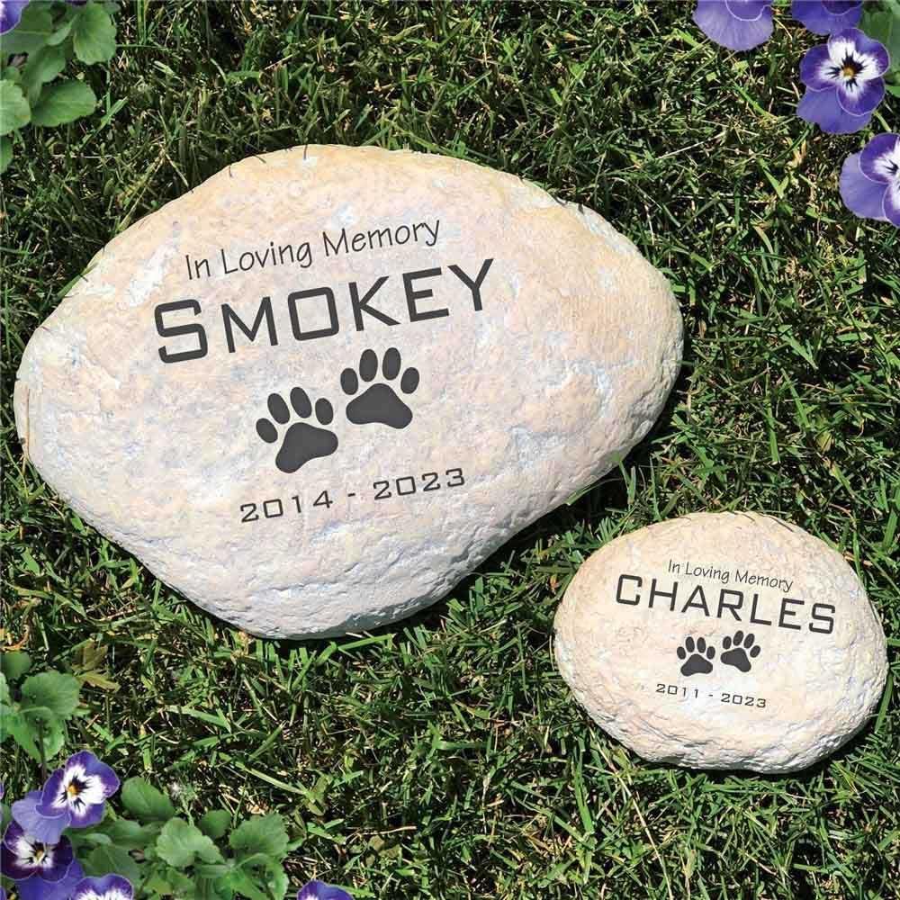 Engraved in Loving Memory Pet Memorial Garden Stone,Durable, Waterproof, Temporary Grave Marker, Dog Tombstone