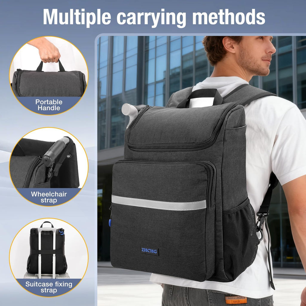 Upgrade Wheelchair Bags to Hang on Back, Multi-Functional Wheelchair Accessories, Casual Backpack, Durable Large