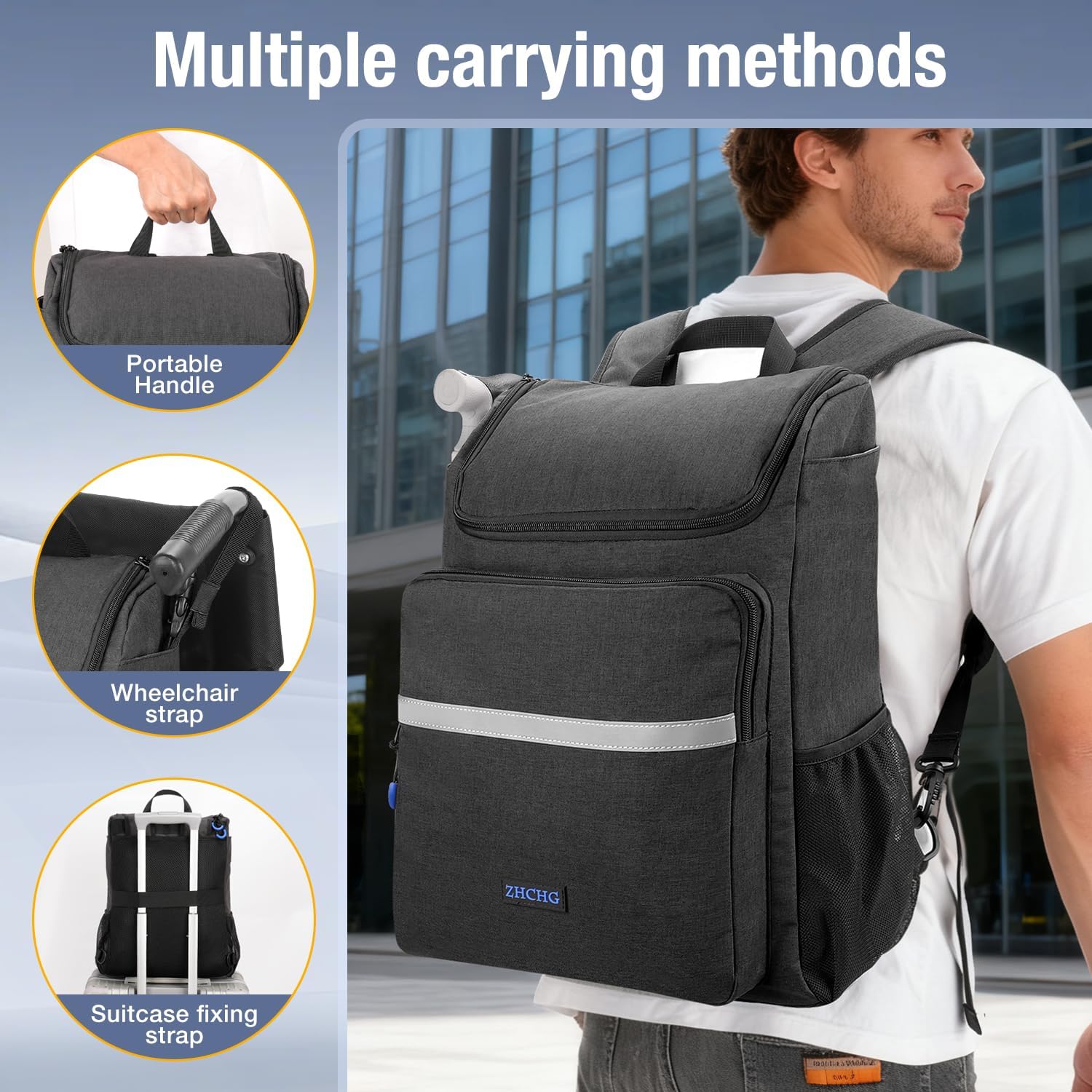 Upgrade Wheelchair Bags to Hang on Back, Multi-Functional Wheelchair Accessories, Casual Backpack, Durable Large