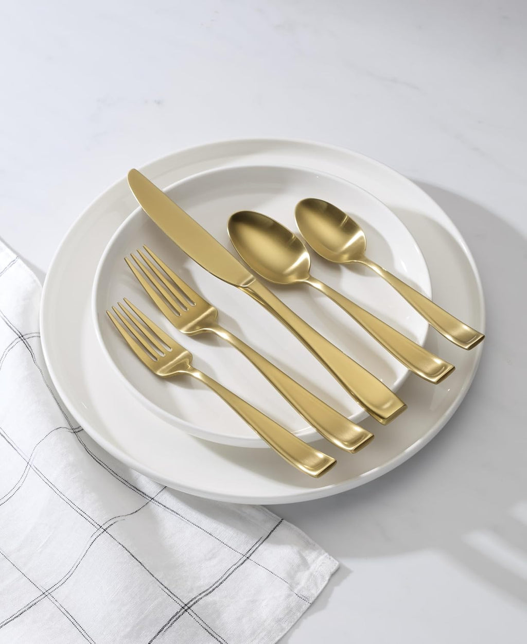 Moda Gold Satin 20-Piece 18/10 Silverware Set for 4, Flatware