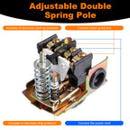 Pressure Switch for Well Pump, 50-70PSI, Adjustable Differential, 1/4" NPT, Automatic, Grey