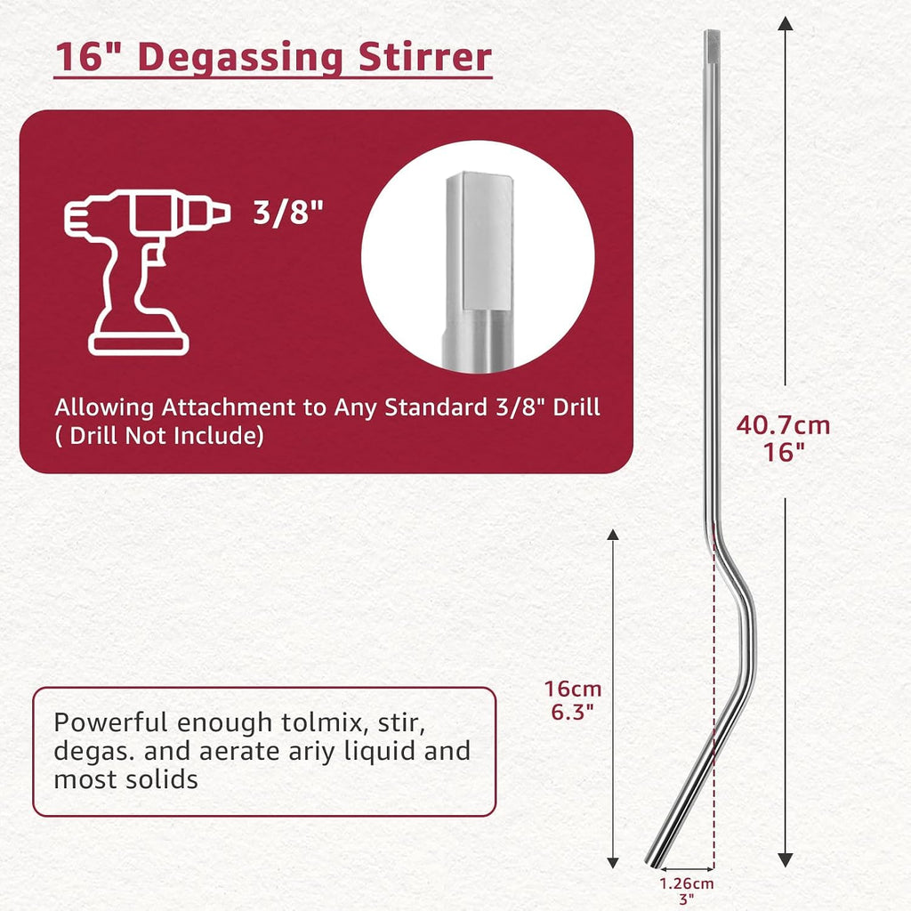 16" Wine Degasser Drill Attachment for Wine Making | Stainless Steel, Wine Wand for Home Brewing, Wine, Beer, Mead