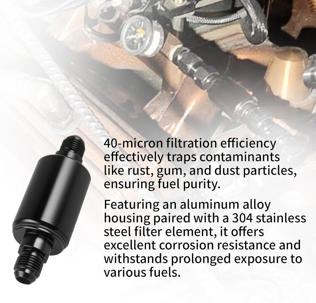 AN6 Fuel Filter 40 Micron Inline Gasoline Filter