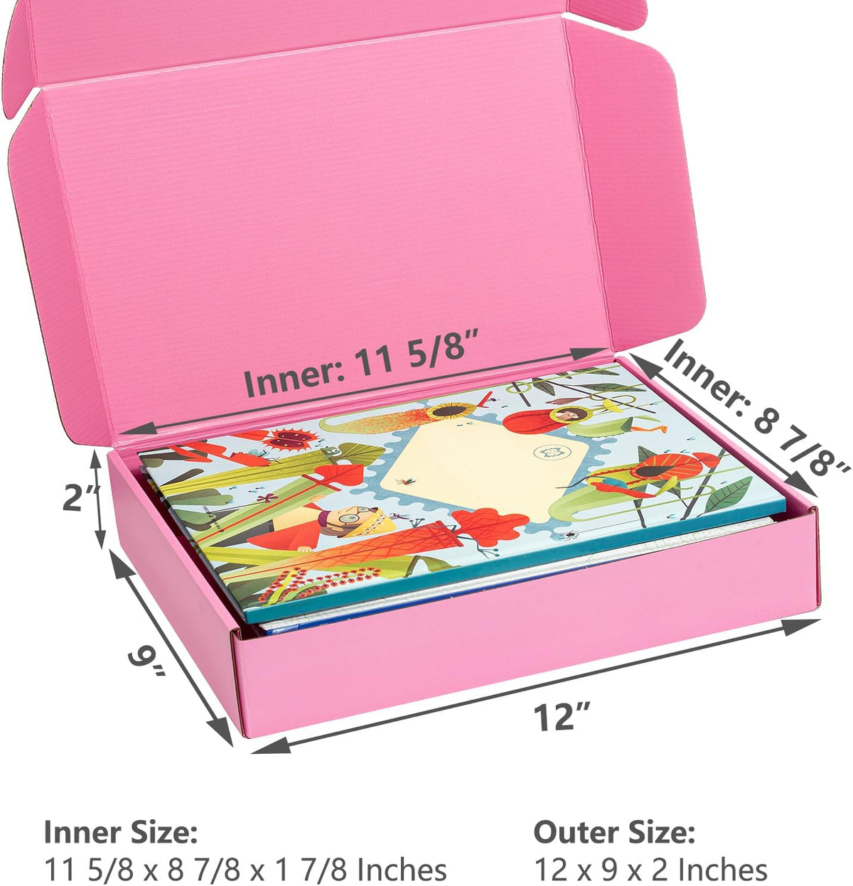 Shipping Boxes 12x9x2 Inches 25 Pack Pink Corrugated Cardboard