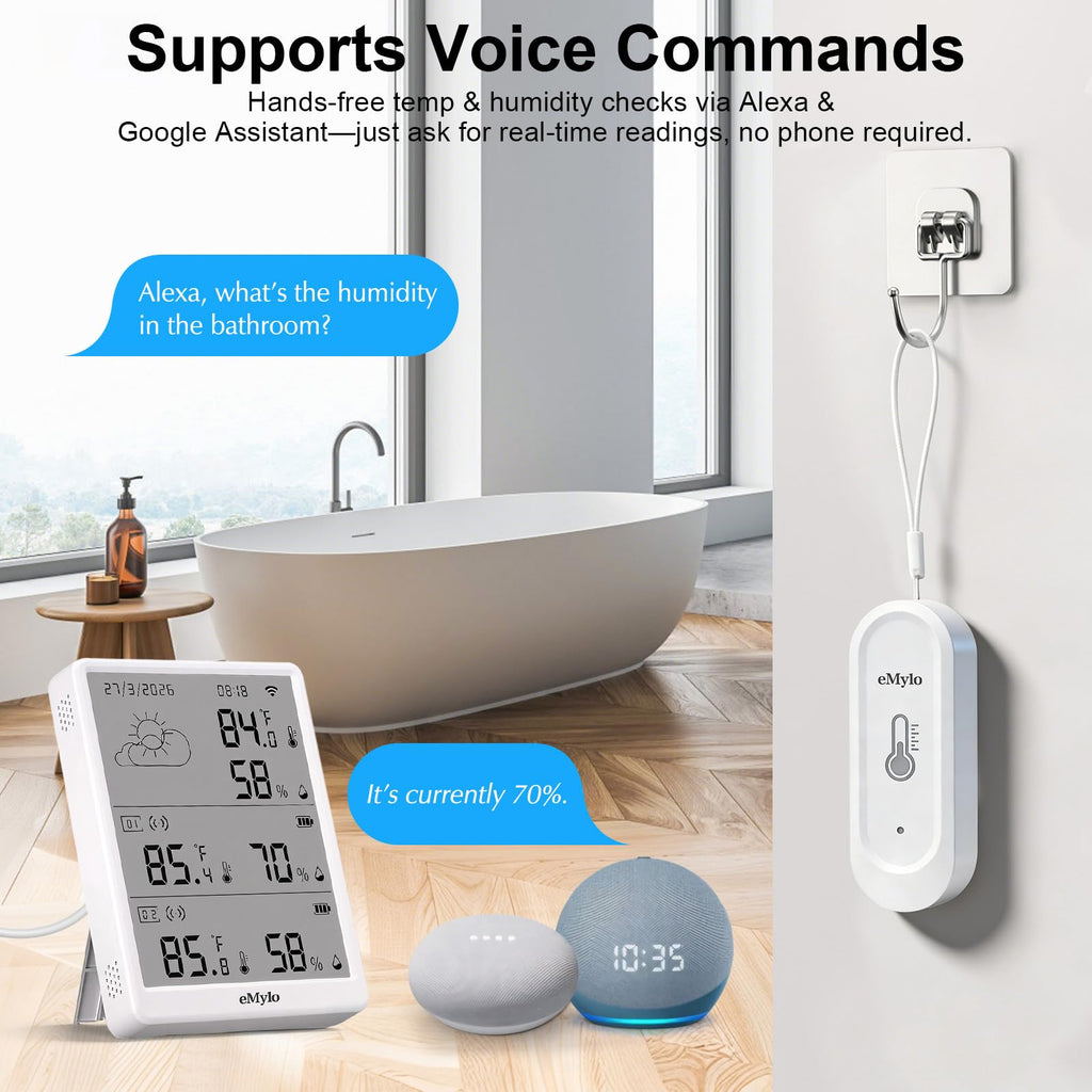 WiFi Thermometer Hygrometer with 4 IP65 Remote Sensors, 328Ft Range