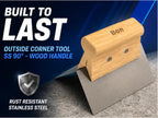Outside Corner Tool Stainless Steel 1/4 Inch Blade with Durable Wood Handle | Clean Finishing on Drywall, Plaster
