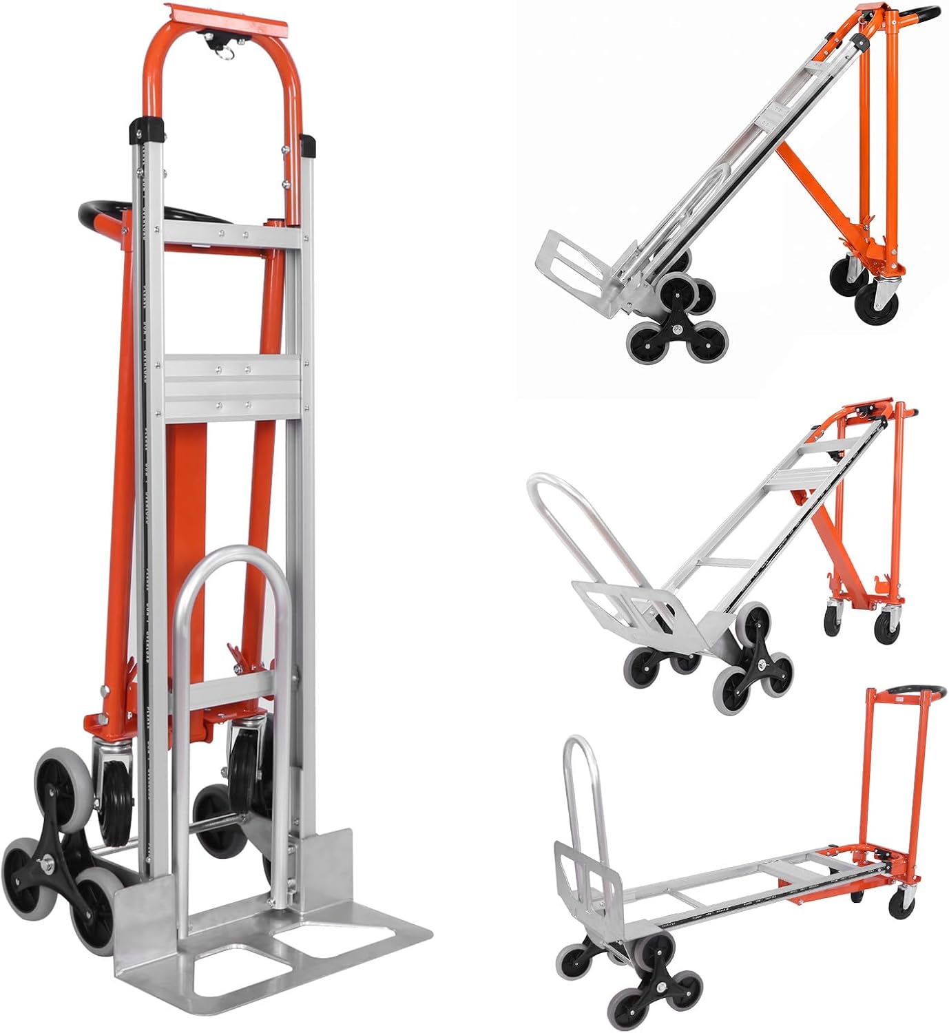 4-in-1 Convertible Stair Climbing Hand Truck, 1000LBS Heavy Duty Dolly Cart, Reinforced Aluminum Stair Climbing Dolly