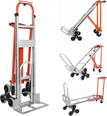 4-in-1 Convertible Stair Climbing Hand Truck, 1000LBS Heavy Duty Dolly Cart, Reinforced Aluminum Stair Climbing Dolly