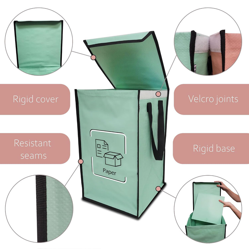 Recycling Organizer - Reusable Recycling Bags - Recycling Sorter - Trash Sorting Bins - 3 Compartment Recycle - Pack