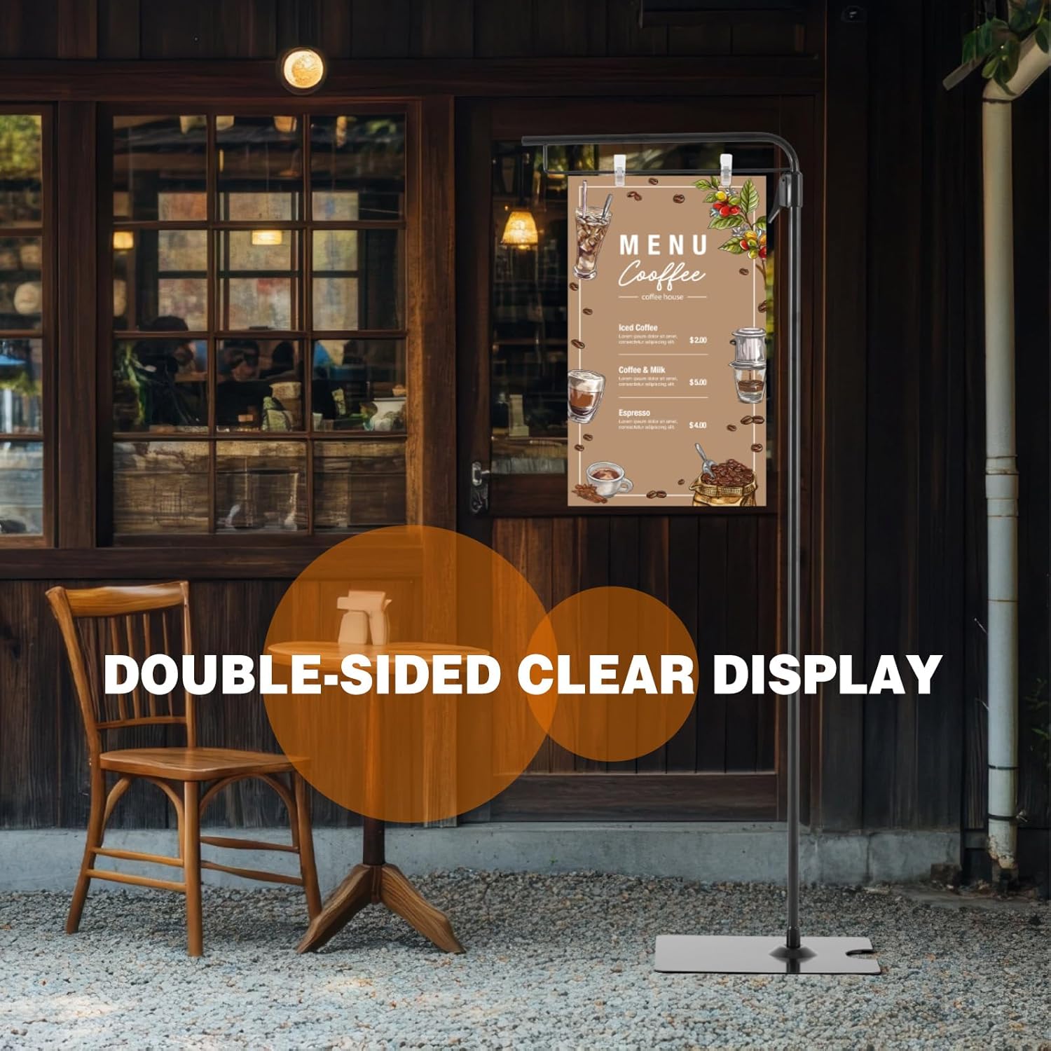 1 Pcs Adjustable Hanging Poster Stand Sign Holder 43-87 Inch Pallet Floor Standing Poster Display Black Heavy Duty