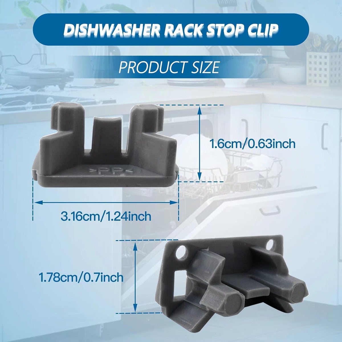 2PCS Dishwasher Upper Dishrack Slide Rail Stop Clips for KUDC10IXWH0, KUDS30CXWH5, KUDS30FXWH8, KUDL15FXSS7, KUDS30CXWH2, KUDL15FXBL2, KUDS30IBBL1 Repl.W10195622, AP6016778, WPW10195622 by YTXXDEUS