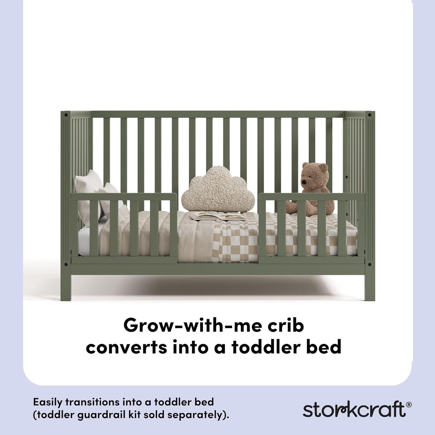 Morningside 5-in-1 Convertible Crib – GREENGUARD Gold Certified, Fits Standard Crib Mattress, Converts to Toddler