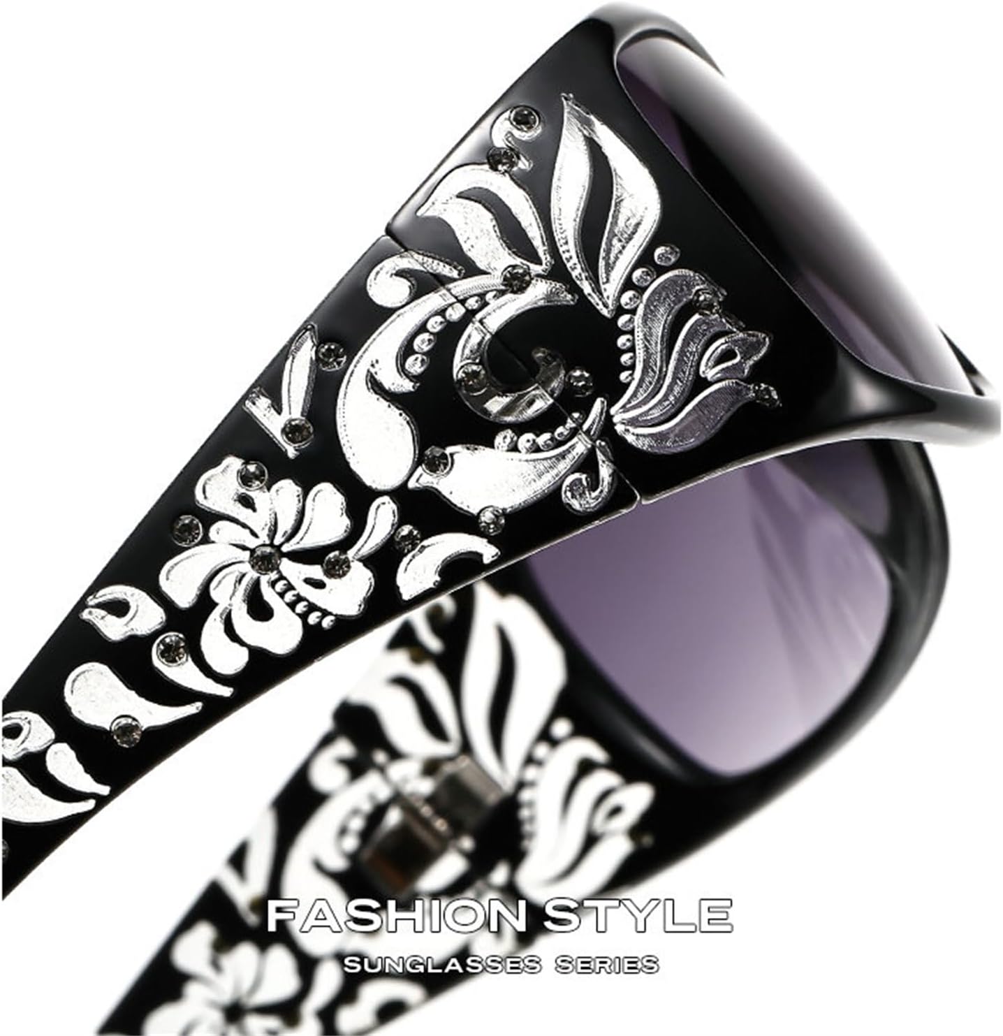 fashion Y2K Polarized Sunglasses for Women Rhinestone Wrap Around Rectangular Sunglasses UV400 Protection