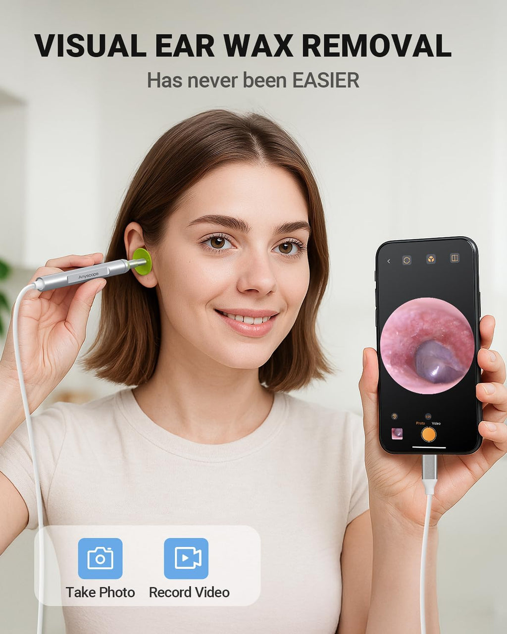 Digital Otoscope Compatible with iPhone & Android, Video Ear Scope Camera