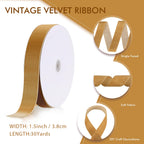 Khaki Christmas Velvet Ribbon Bow Decor, 1.5 Inch, 30 Yard