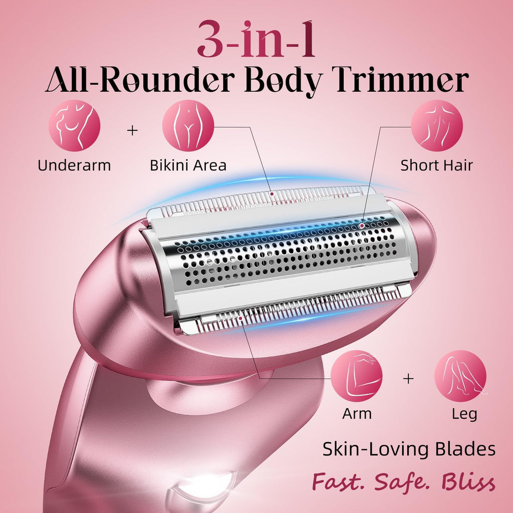 Cordless Electric Razor for Women: IPX7 & LED Display