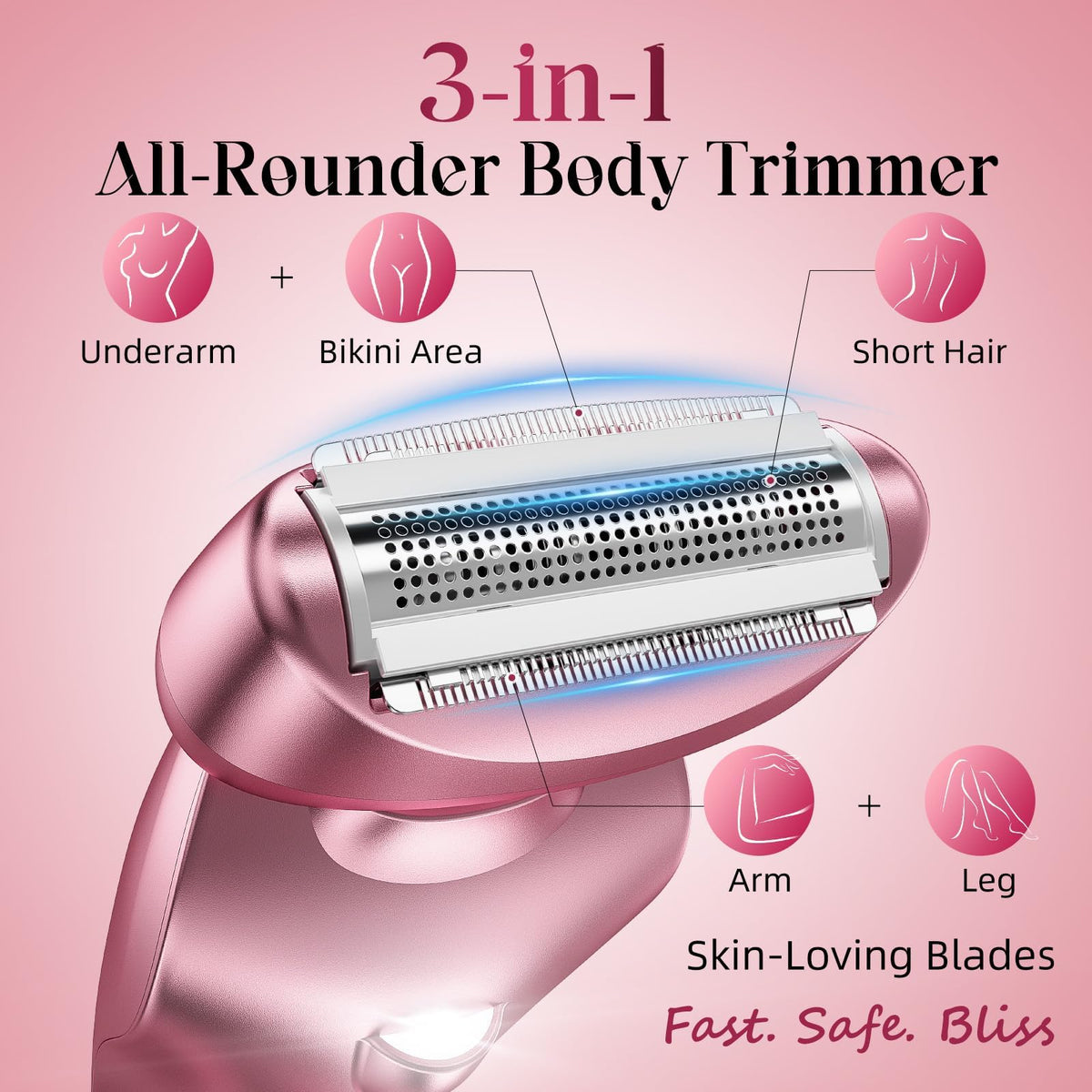 Cordless Electric Razor for Women: IPX7 & LED Display