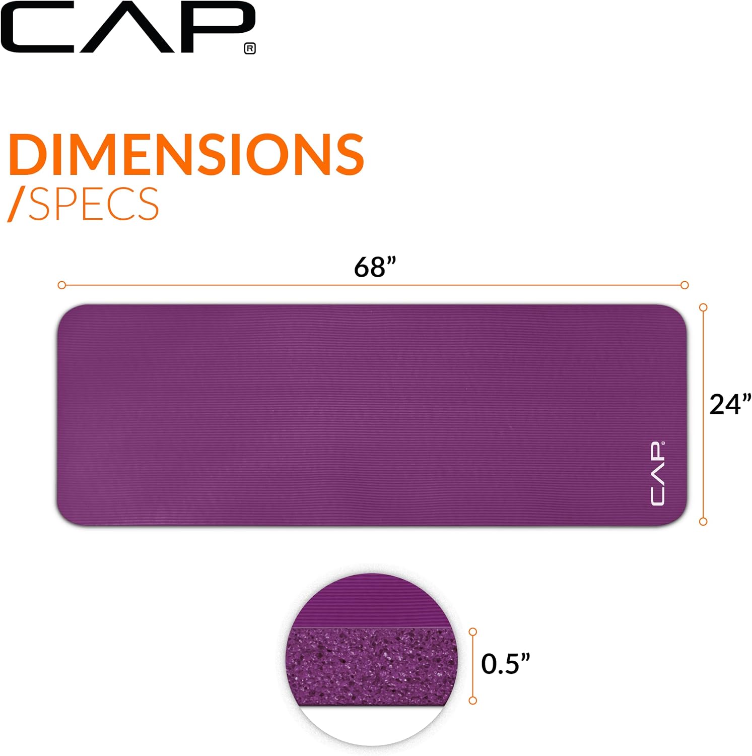 1/2-Inch High Density Exercise Yoga Mat with Strap | Multiple Options