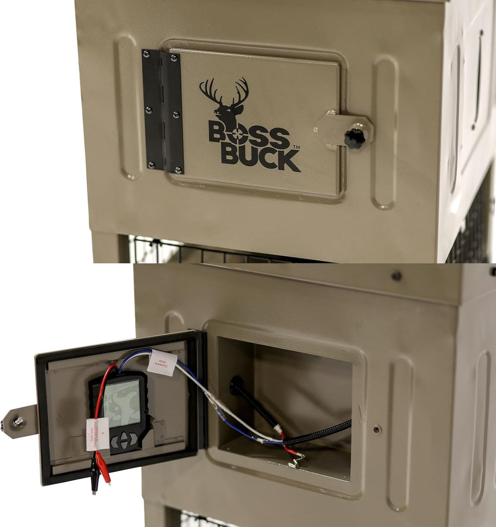 Stand & Fill Sled Feeder with Diverter Plate & Solar Panel | Easy Assembly Durable Steel Deer Hunting Varmint Guarded
