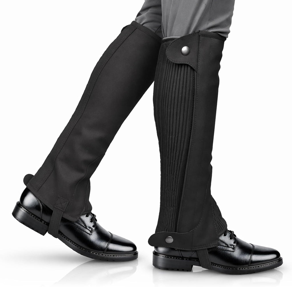 Half Chaps Amara Equestrian Women, Men, Synthetic Leather Zip-Up Pair English Riding Unisex Black Leather Half Chaps