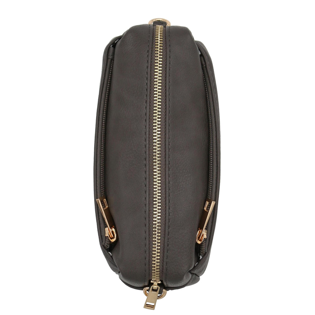 Triple Zip Small Crossbody Bag (Dark Gray)