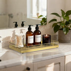 Bathroom Vanity Tray, 13" x 8" Oak Decorative Wooden Tray for Countertop